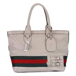 1:1 Gucci 247575 Gucci Heritage Large Tote Bags-Cream Guccissima Leather